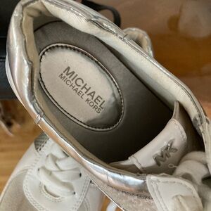 Michael Kors Silver and White Athletic Sneakers